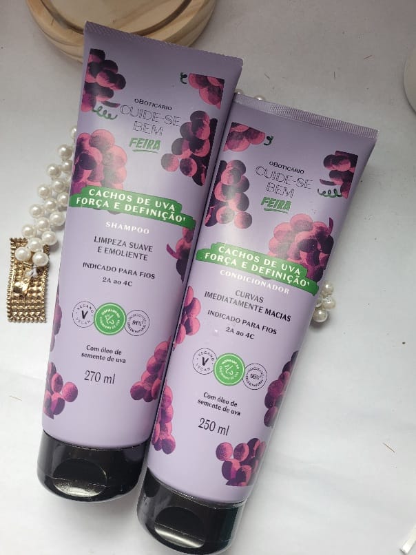 Condicionador CUIDE-SE BEM feira cachos de uva da O Boticário resenha linha feira cachos de uva