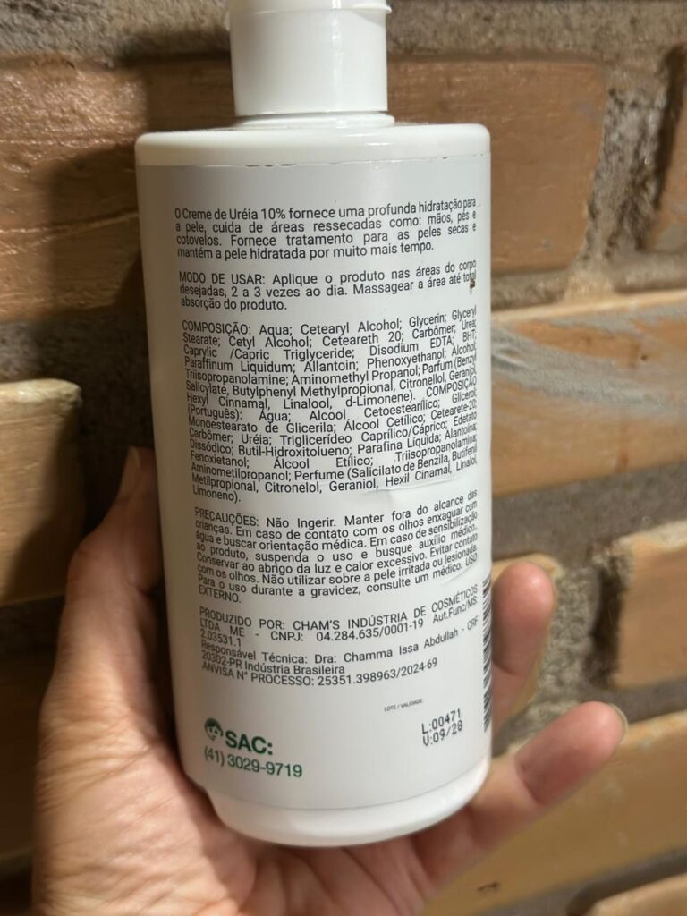 Composição creme ureia 10 higie