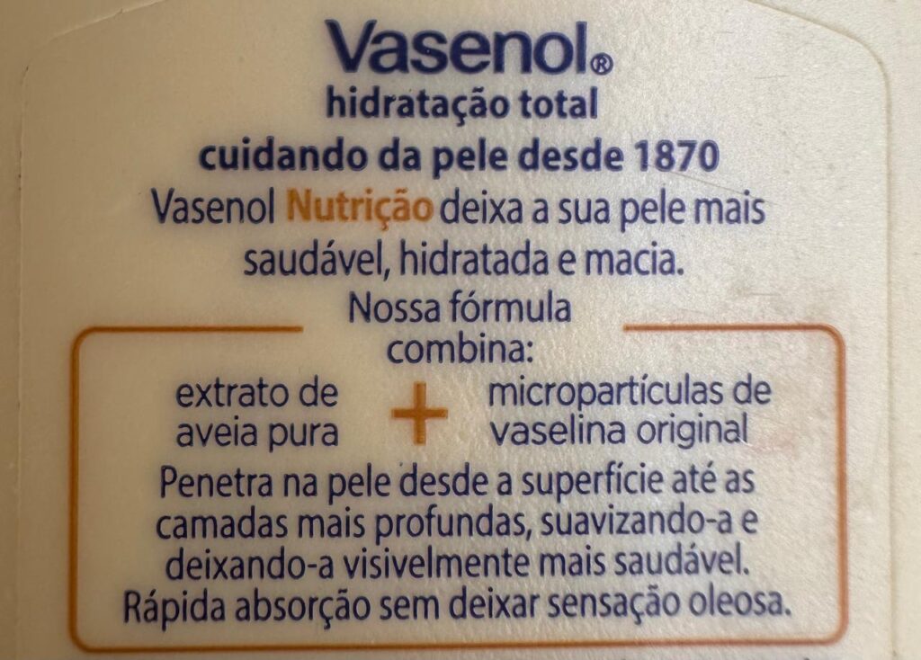 Resenha creme corporal Vasenol Nutrição vasenol nutricao creme