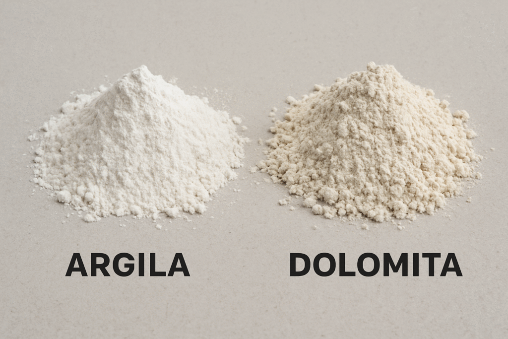 diferença entre argila branca e dolomita